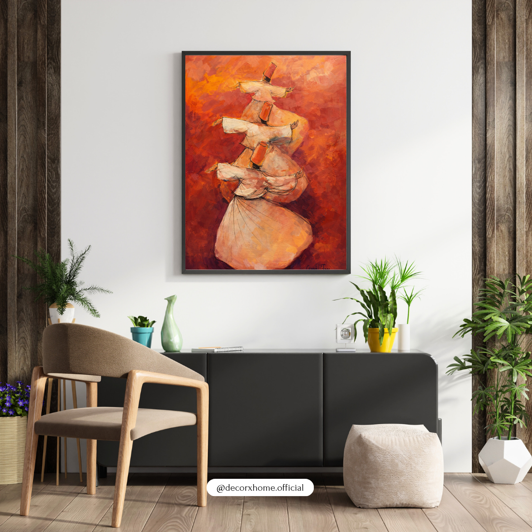 Sufi Whirling Dervish Wall Art Poster | Spiritual Dance Painting | Abstract Sufi Art Print | Decorxhome