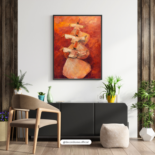 Sufi Whirling Dervish Wall Art Poster | Spiritual Dance Painting | Abstract Sufi Art Print | Decorxhome