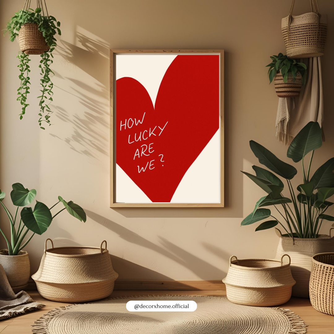 How Lucky Are We – Romantic Heart Illustration Wall Poster