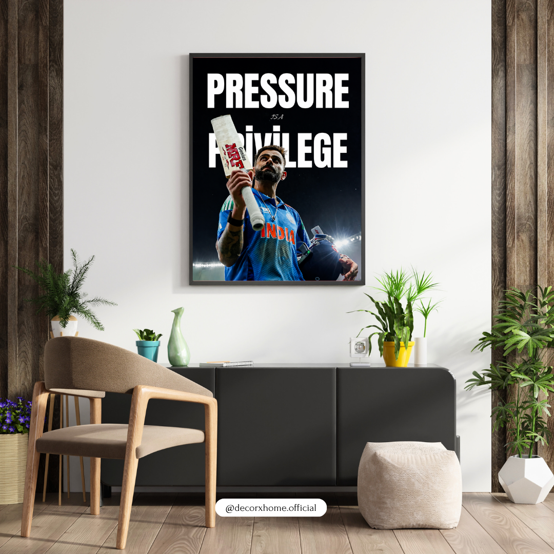 Pressure Privilege Cricket Poster | Indian Cricket Motivational Wall Art | Decorexhome