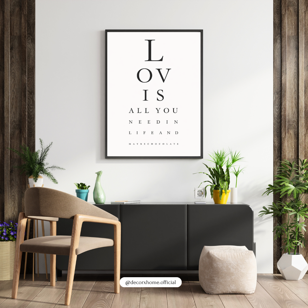 “Love Is All You Need” Minimal Typography Wall Art | Elegant Motivational Poster | Decorxhome