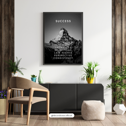 Success Mountain Motivation Poster – Discipline & Consistency Wall Art | Decorxhome