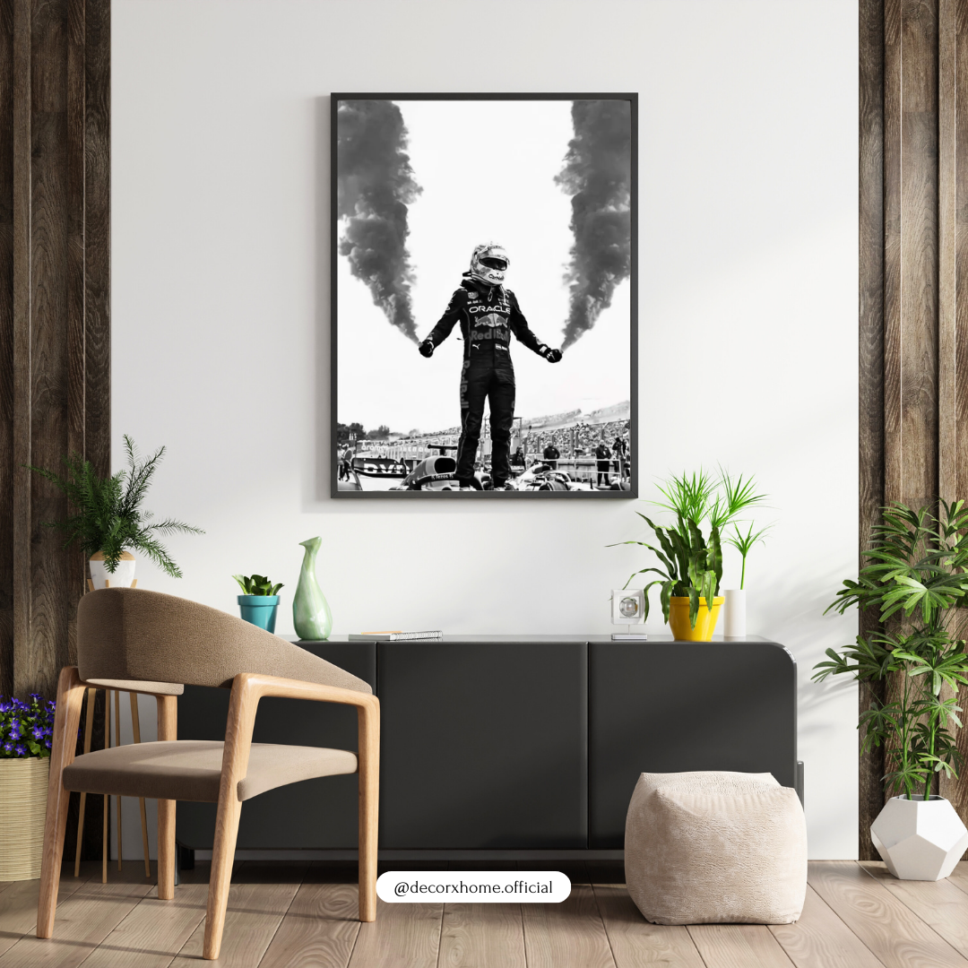 F1 Racing Victory Poster | Motorsport Driver Celebration Wall Art | Decorxhome