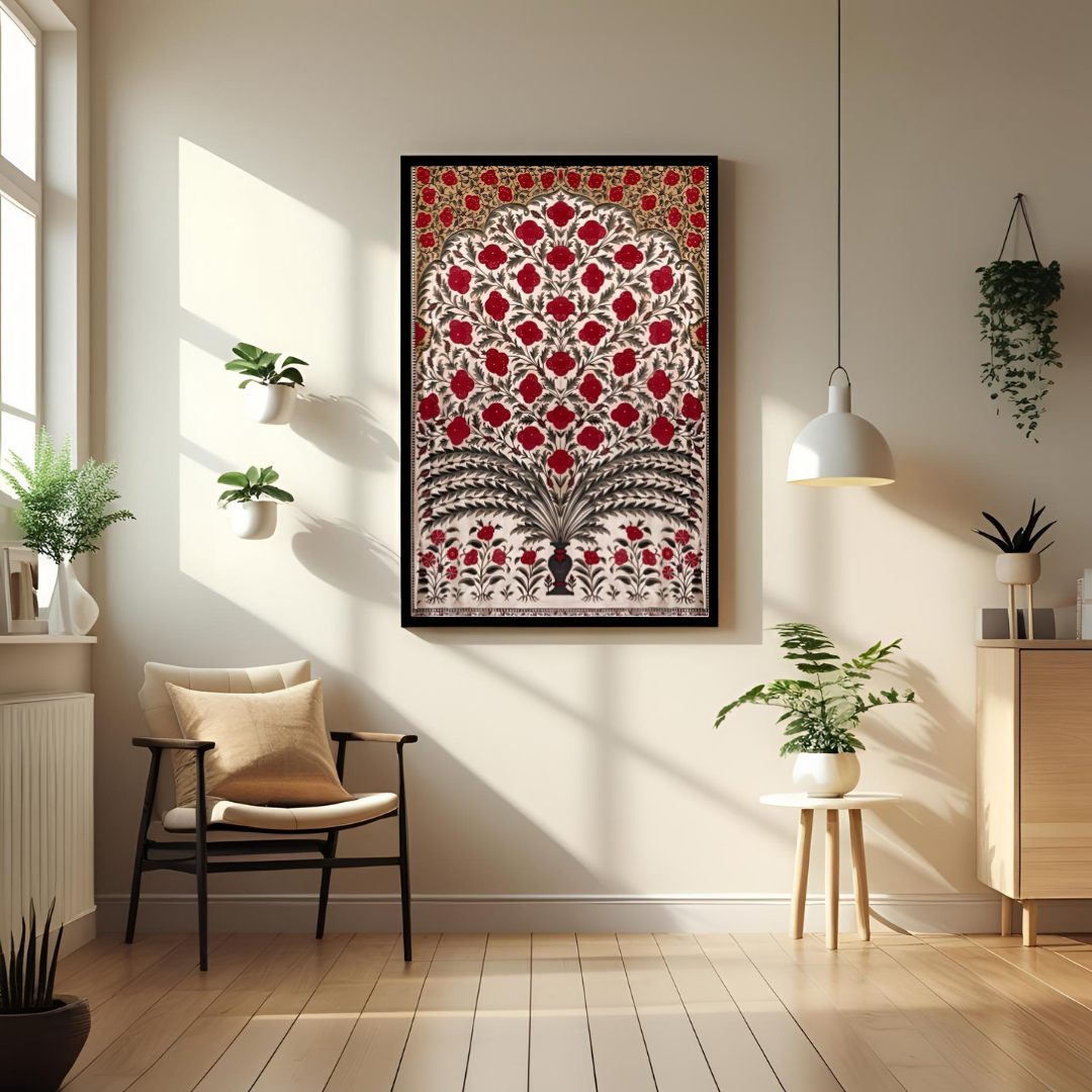 Royal Mughal Floral Art – Traditional & Cultural Poster 🌸