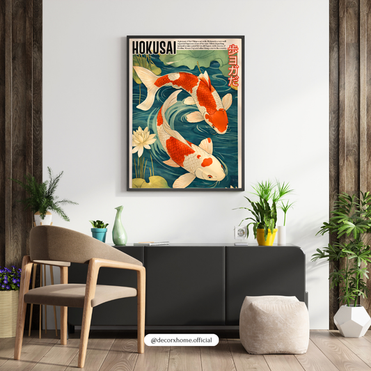 HOKUSA Japanese Koi Fish Poster – Traditional Koi Pond Wall Art | Decorxhome