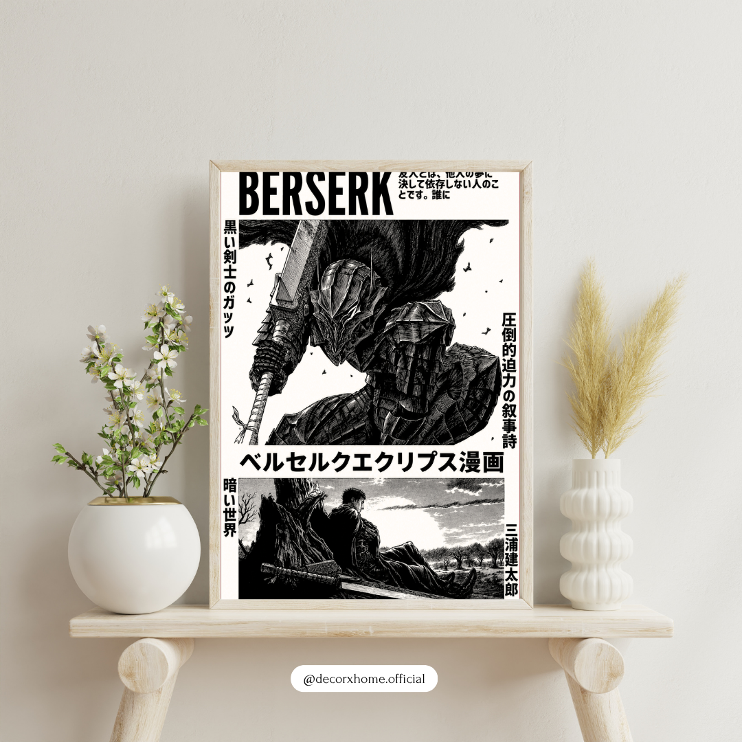 Berserk Black Swordsman Manga Poster | Guts Eclipse Arc Anime Wall Art | Decorxhome