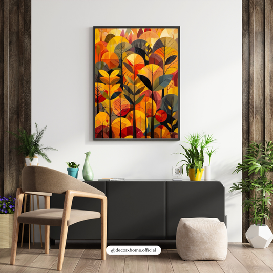 Autumn Forest Abstract Wall Art Poster – Modern Botanical Nature Illustration | Decorxhome