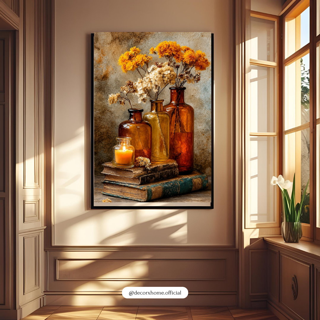 Vintage Floral Still Life Wall Art Poster | Rustic Botanical Home Decor