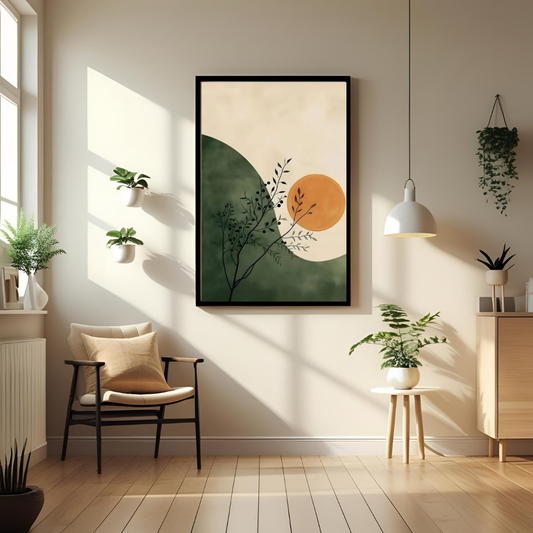 Boho Botanical Balance – Framed Wall Art Print for Living Room, Bedroom &amp; Office Decor