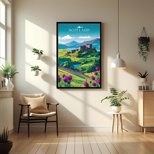 🏰 Scotland Castle – Framed Travel Wall Art Print 🌄