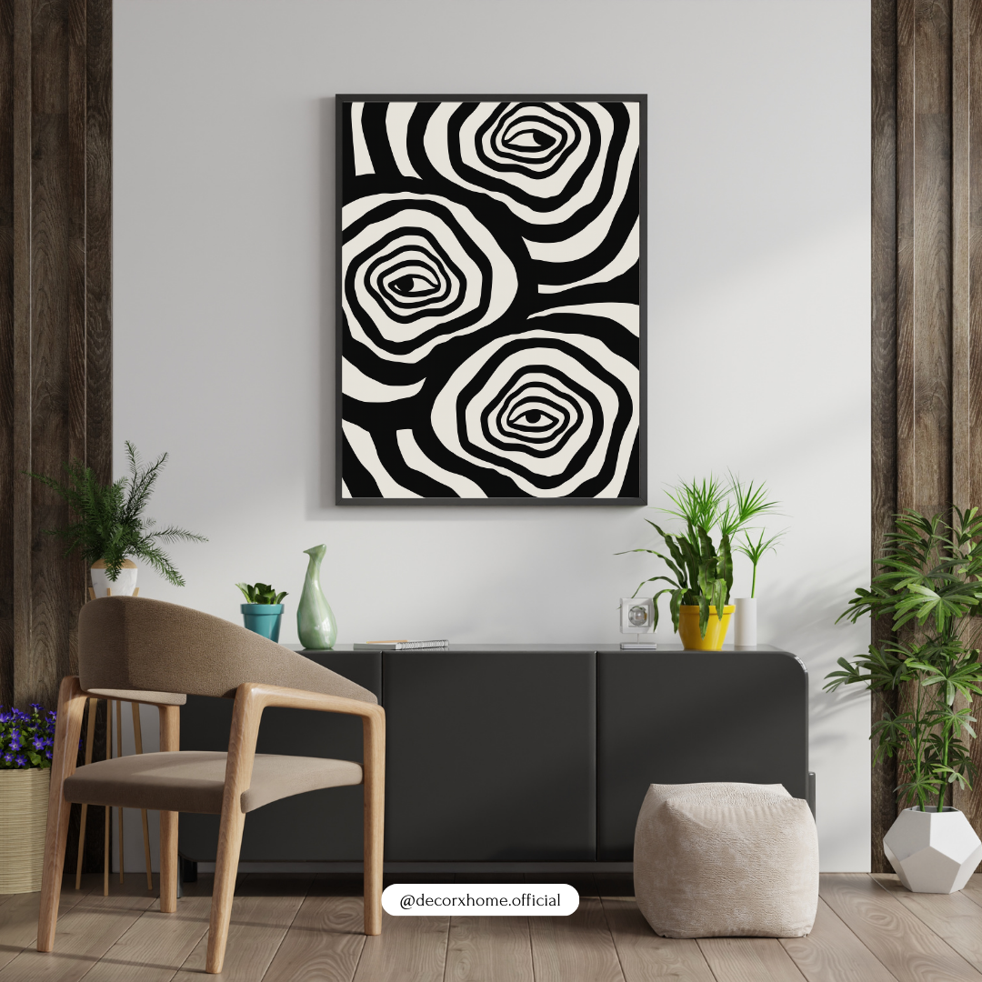 Modern Abstract Swirl Art – Black & White Minimalist Wall Poster