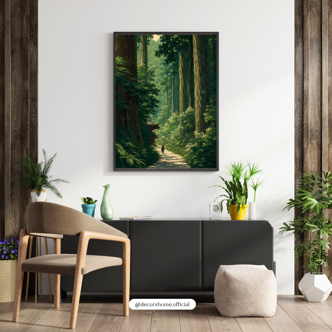 Japanese Forest Path Nature Wall Art Poster | Serene Woodland Landscape Print | Decorexhome