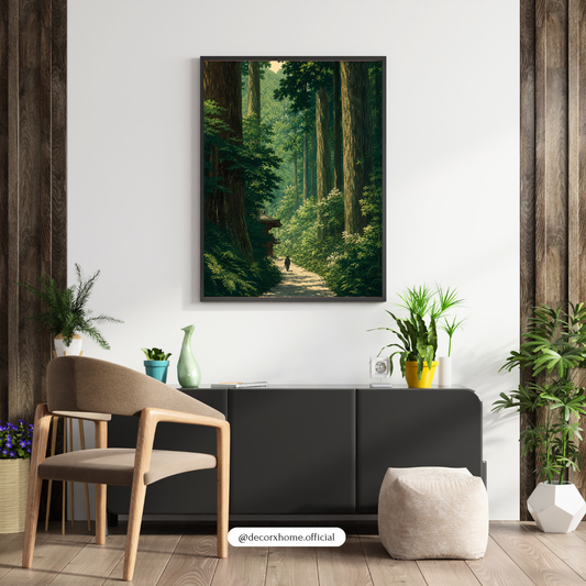 Japanese Forest Path Nature Wall Art Poster | Serene Woodland Landscape Print | Decorexhome