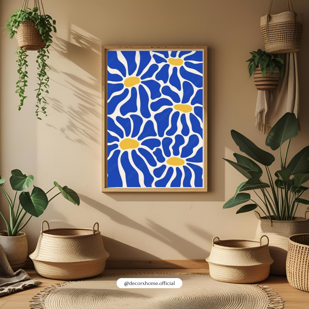 Blue Bloom Harmony – Abstract Floral Pattern Wall Poster