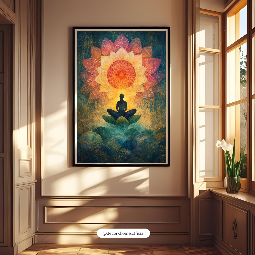 Decorxhome – Lotus Mandala Meditation Wall Art Poster