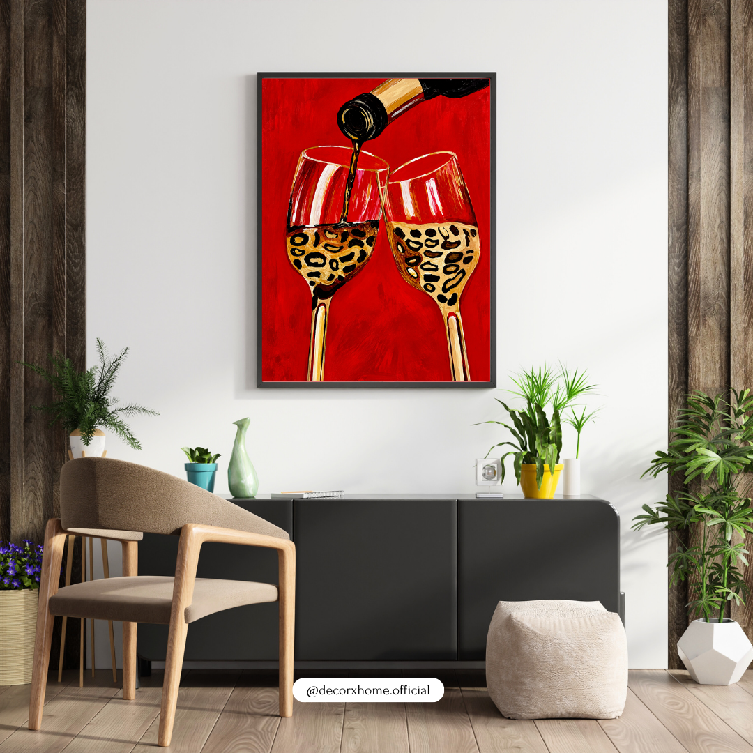 Red Wine Glass Wall Art Poster | Modern Wine & Dining Room Decor – Decorxhome