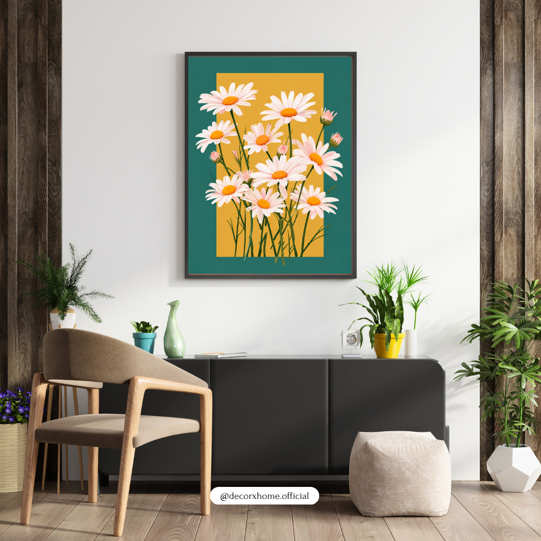 Blue & Beige FlorDaisy Flower Wall Art Poster | Teal & Mustard Yellow Floral Aesthetic – Decorxhomeal Abstract Wall Art | Modern Aesthetic Poster – Decorxhome (Copy)