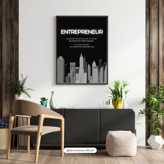 Entrepreneur Definition Motivational Poster – Hustle & Success Wall Art | Decorxhome