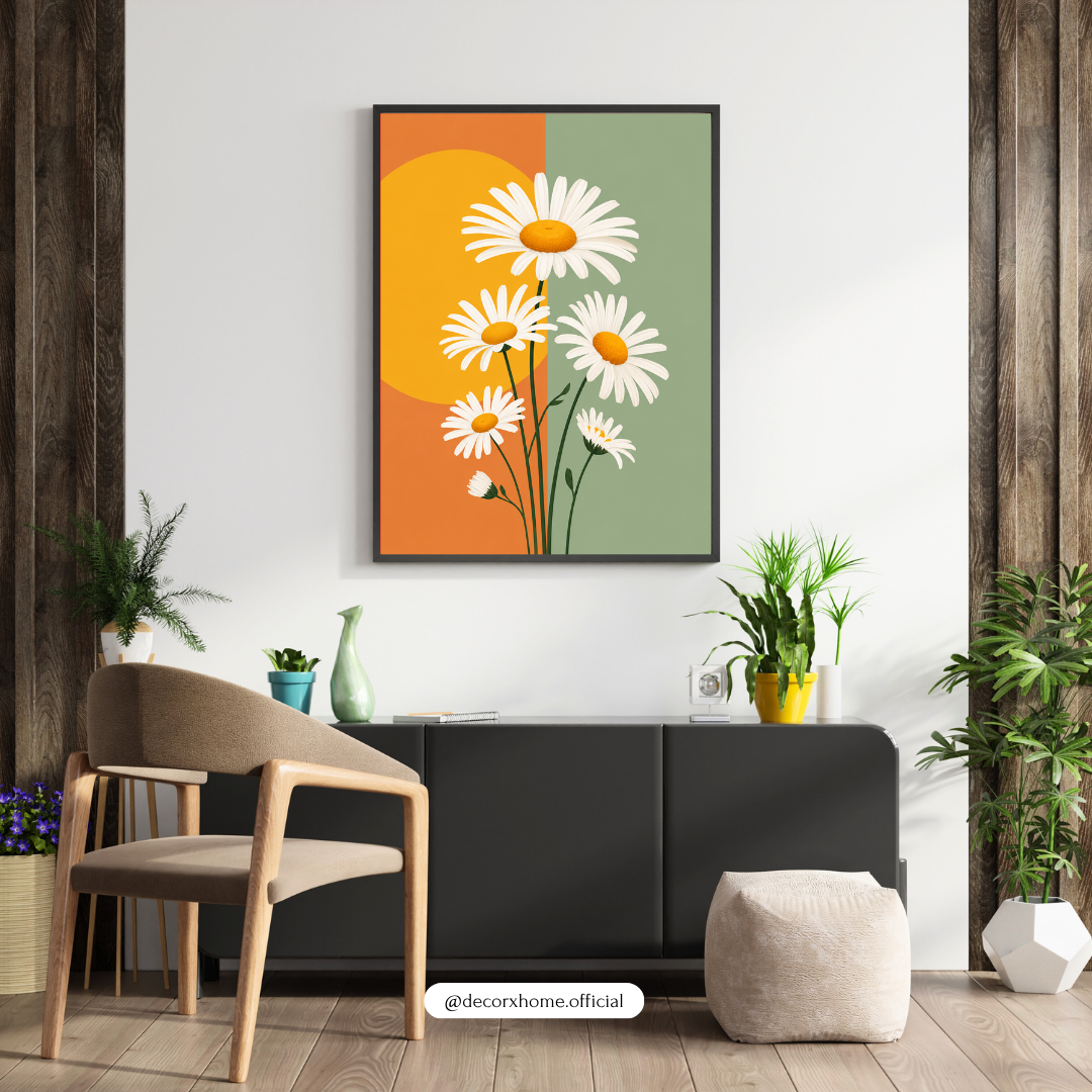 Minimal Daisy Bloom – Modern Floral Aesthetic Wall Art Poster | DecorxHome