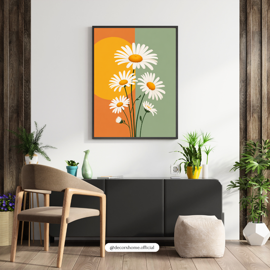 Minimal Daisy Bloom – Modern Floral Aesthetic Wall Art Poster | DecorxHome
