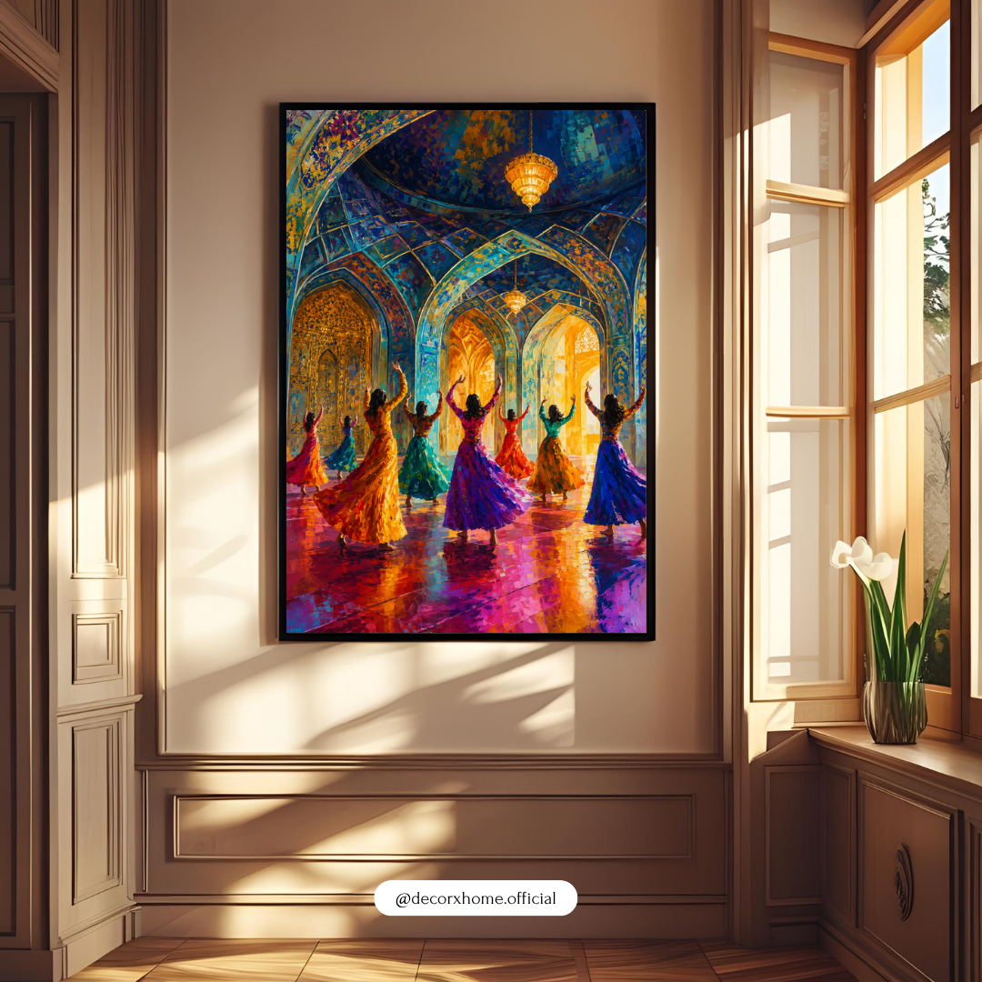 Decorexhome Whirling Dervish Palace Wall Art Poster | Vibrant Sufi Dance Canvas Print | Islamic Boho Home Decor