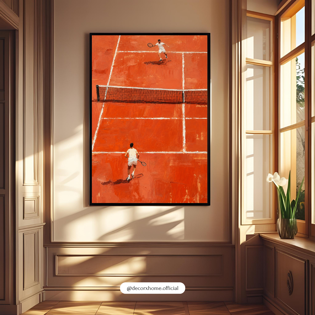 Decorexhome Clay Court Tennis Match Wall Art Poster | Modern Sports Canvas Print | Minimalist Tennis Home Decor