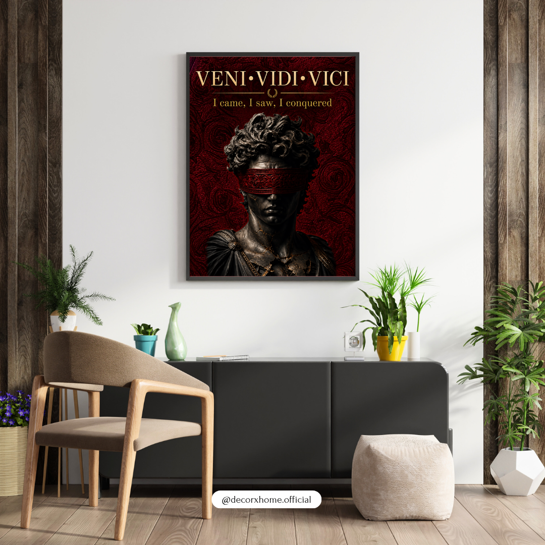 Veni Vidi Vici – I Came, I Saw, I Conquered | Roman Warrior Motivational Wall Poster | Decorexhome