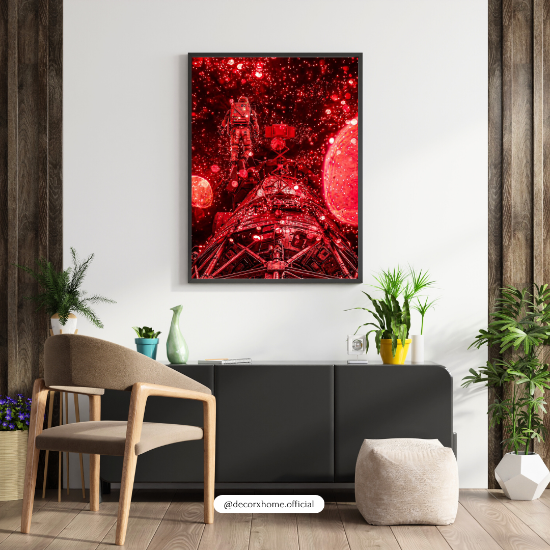 Project Hail Mary Red Galaxy Astronaut Poster | Futuristic Spacewalk Wall Art | Bold Sci-Fi Decor | Abstract Cosmic Print | Decorxhome
