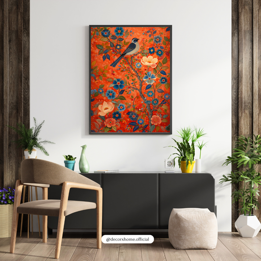 Bird & Floral Garden Wall Art Poster – Vintage Botanical Nature Illustration | Decorxhome