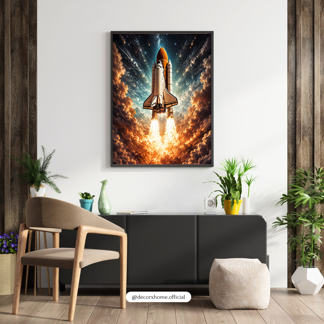 Space Shuttle Launch Wall Art Poster | Rocket & Cosmic Sky Inspirational Print | Decorexhome