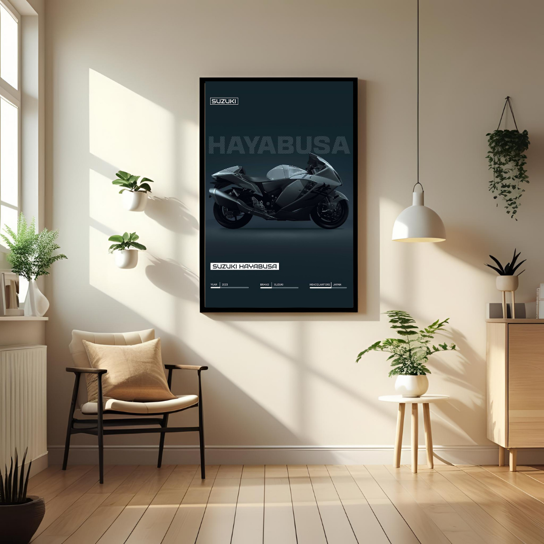 Suzuki Hayabusa Bike Wall Art – Premium Framed Print
