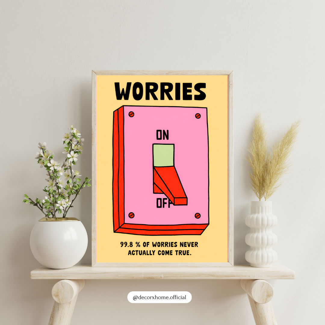 Worries Off Motivational Poster | Positive Mindset Typography Wall Art by DecorxHome