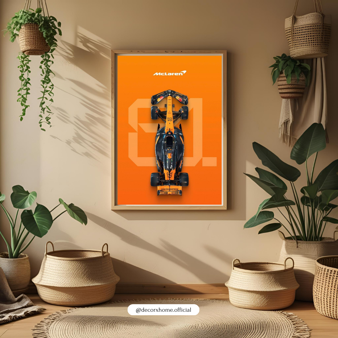 F1 - Orange Velocity – Formula Racing Car Top-View Wall Poster