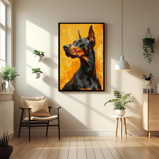 Majestic Doberman Wall Art – Framed Animal Print for Home &amp; Office Decor