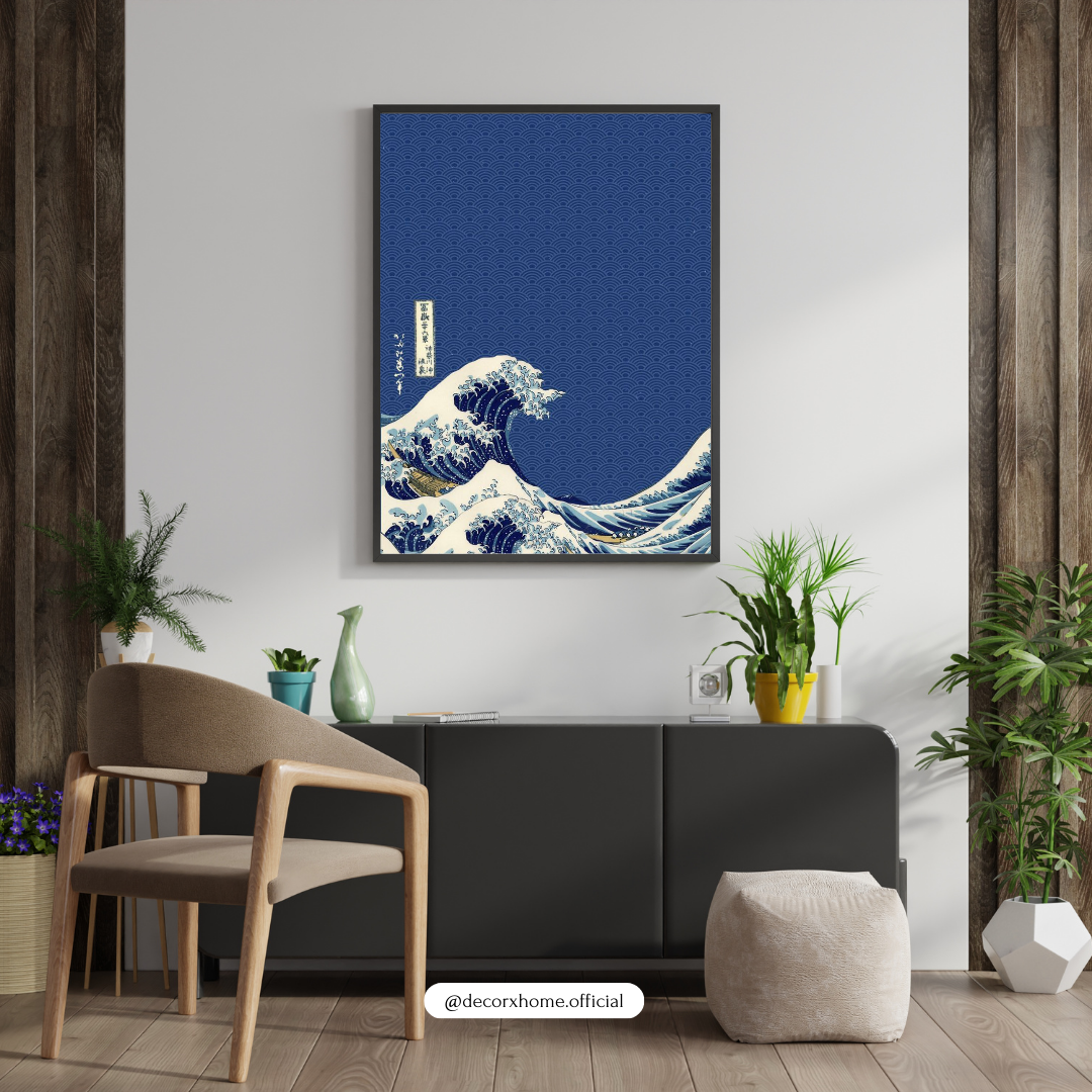 The Great Wave – Japanese Minimal Art Wall Poster (Deep Blue Edition)