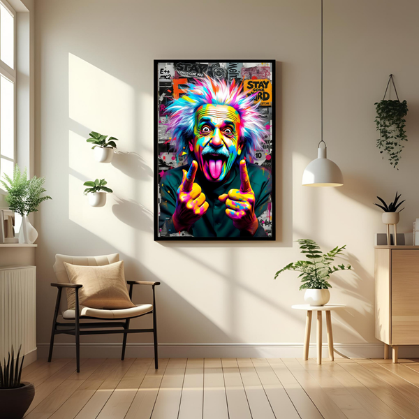Neon Einstein Pop-Art Poster – Genius Gone Wild 🎨⚡