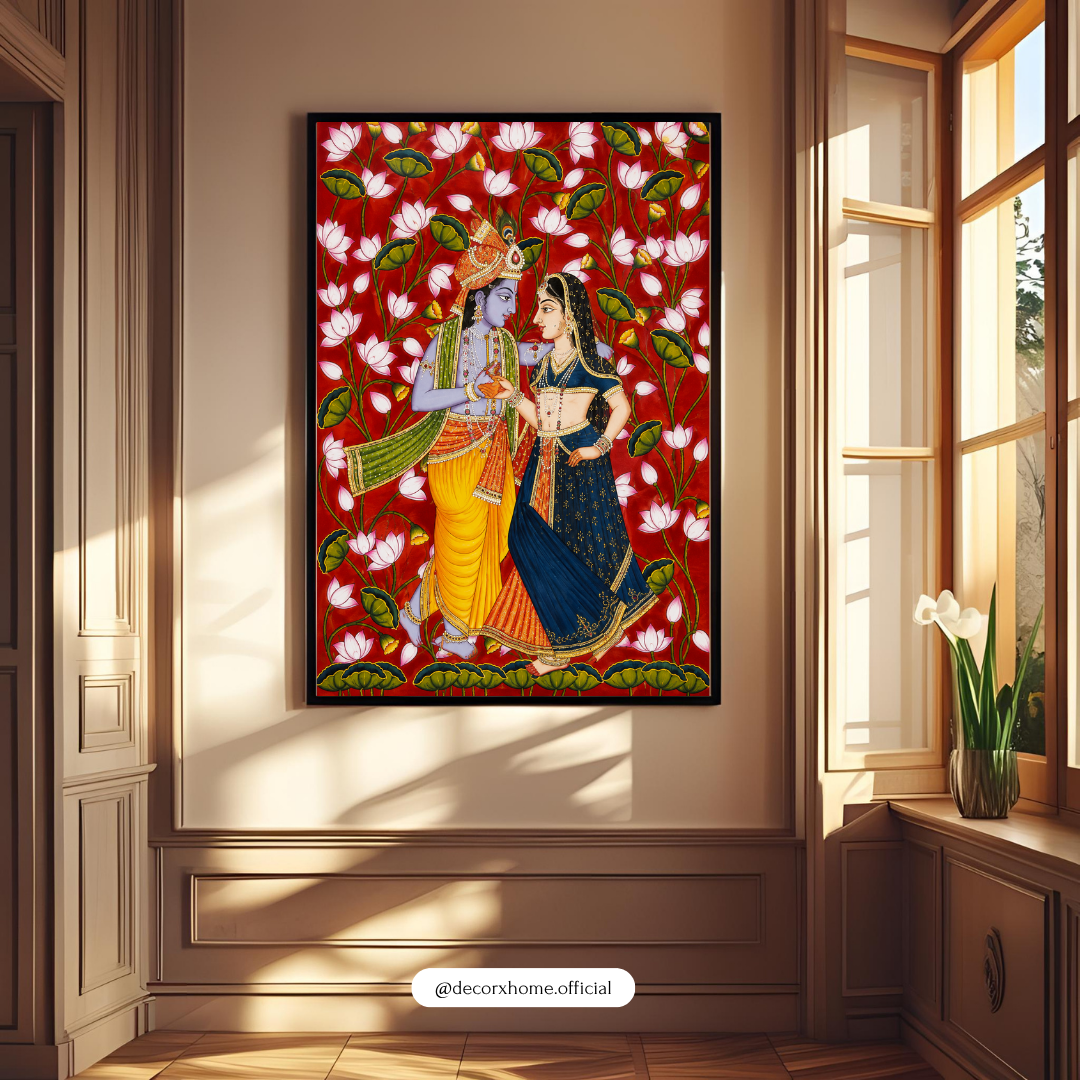 Radha Krishna Traditional Wall Art – Divine Love Indian Artwork