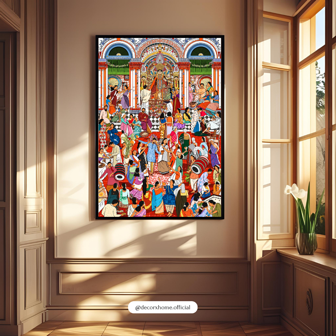 Decorexhome Durga Puja Celebration Poster | Bengali Festival & Maa Durga Wall Art