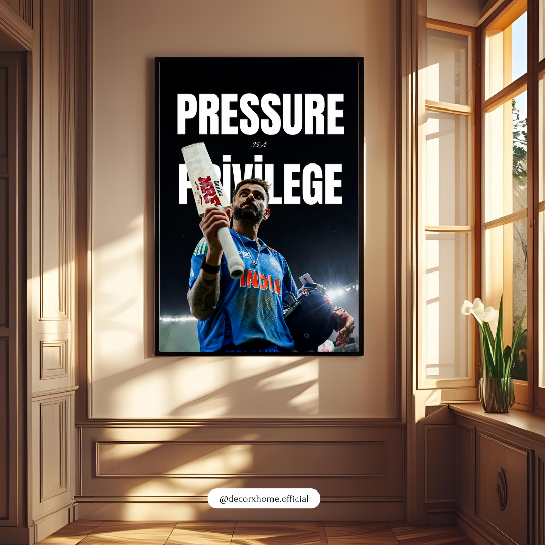 Pressure Privilege Cricket Poster | Indian Cricket Motivational Wall Art | Decorexhome