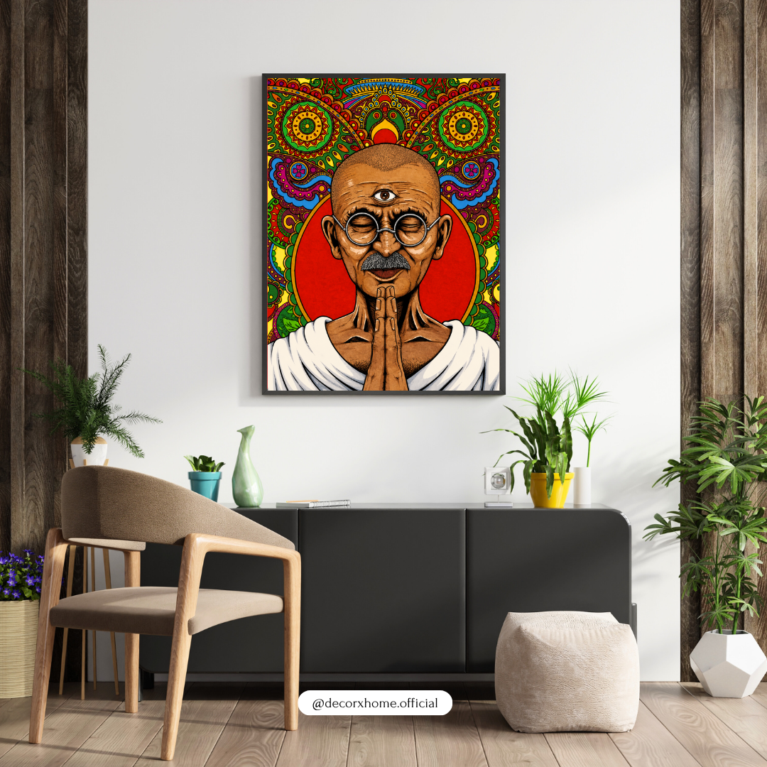 Psychedelic Gandhi Wall Art Poster | Vibrant Spiritual Pop Art Decor
