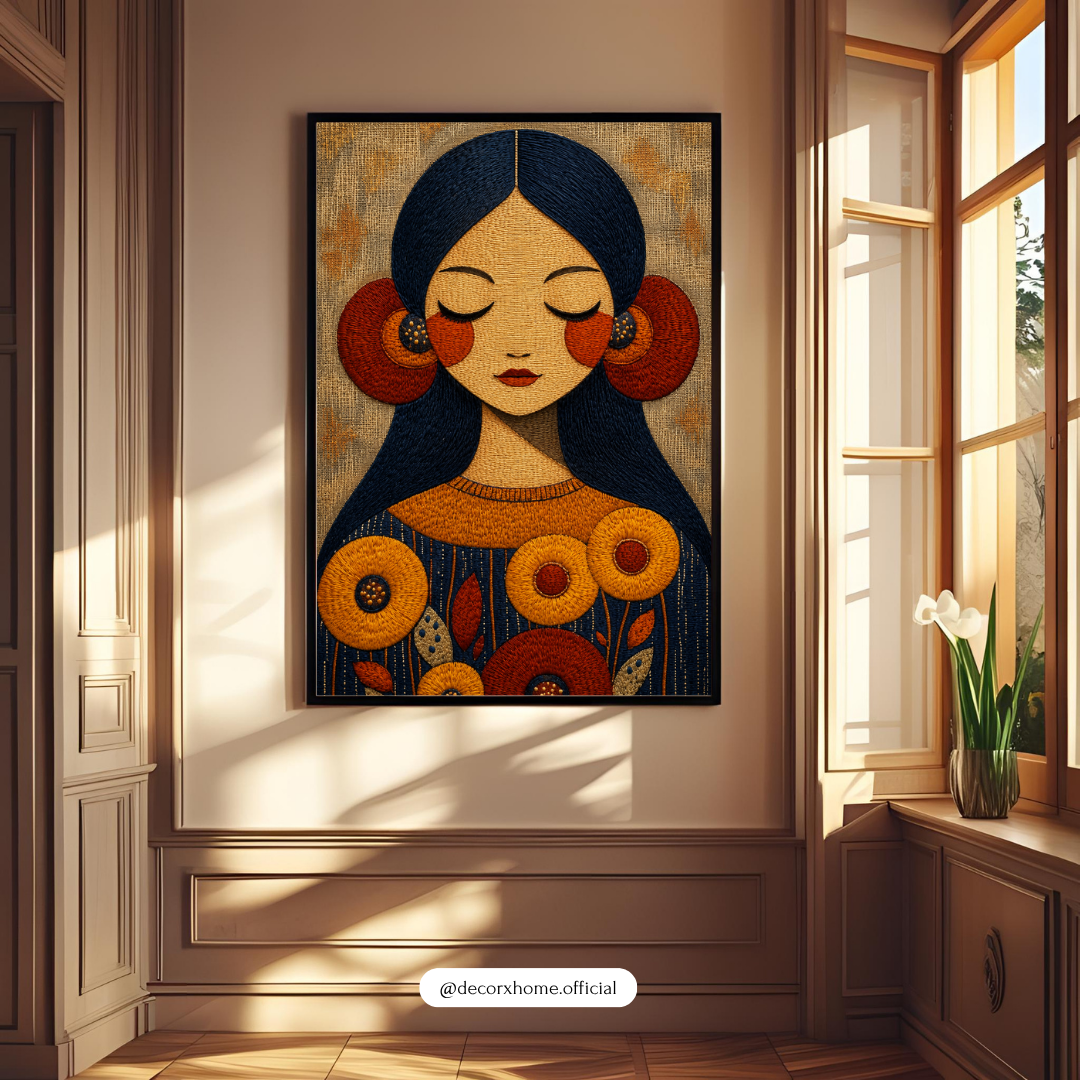 Boho Floral Woman Portrait Wall Art Poster | Modern Abstract Feminine Artwork | Aesthetic Bohemian Print | Decorexhome