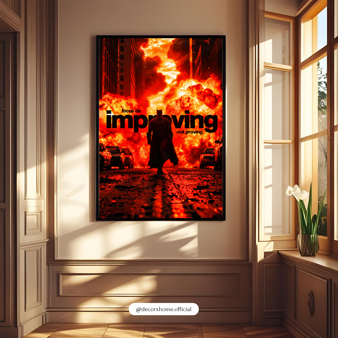 Focus on Improving, Not Proving – Batman Motivational Wall Poster | Decorexhome