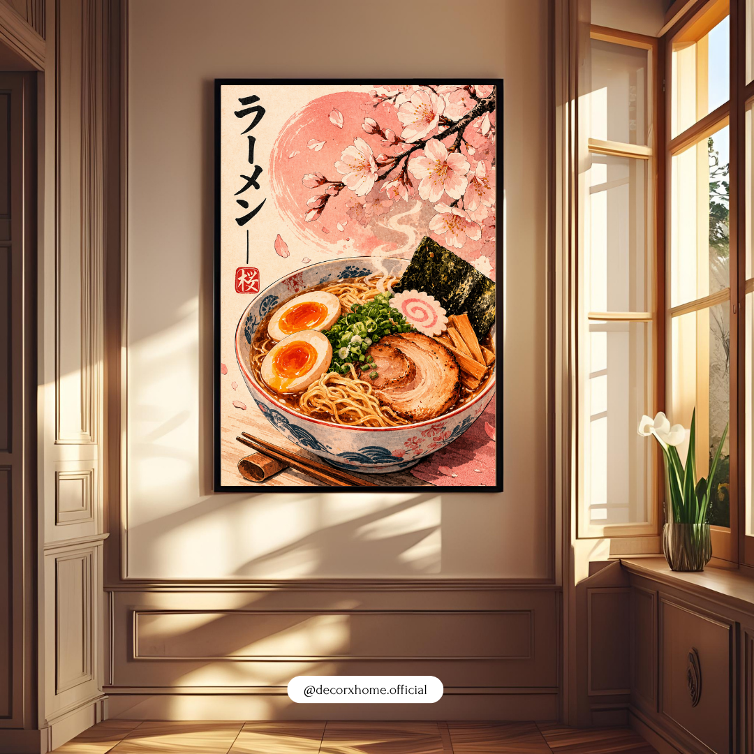 Japanese Ramen & Cherry Blossom Aesthetic Wall Art