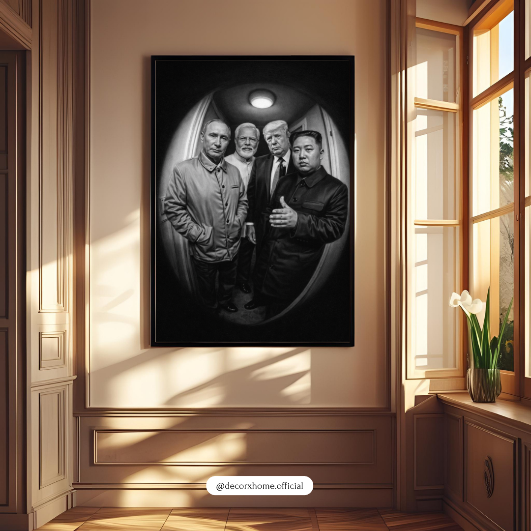 Iconic Leaders Monochrome Portrait Poster | Black & White Statement Wall Art | Decorxhome