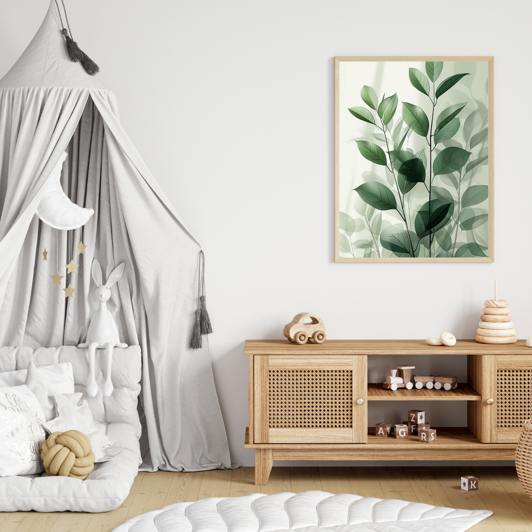 Minimalist Green Leaves – Nature Inspired Poster 🌿