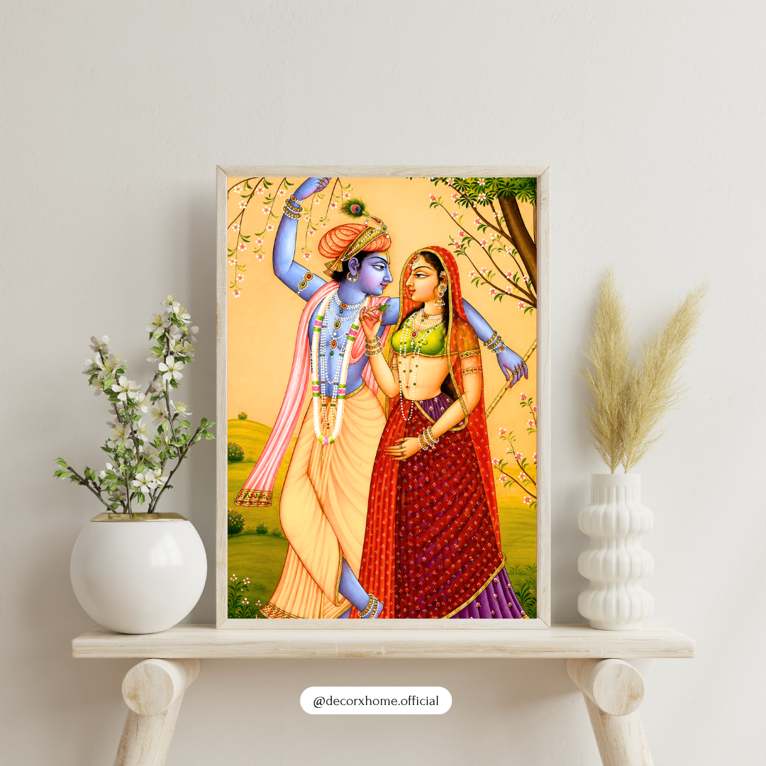 Radha Krishna Eternal Love Poster | Traditional Indian Spiritual Wall Art by DecorxHome