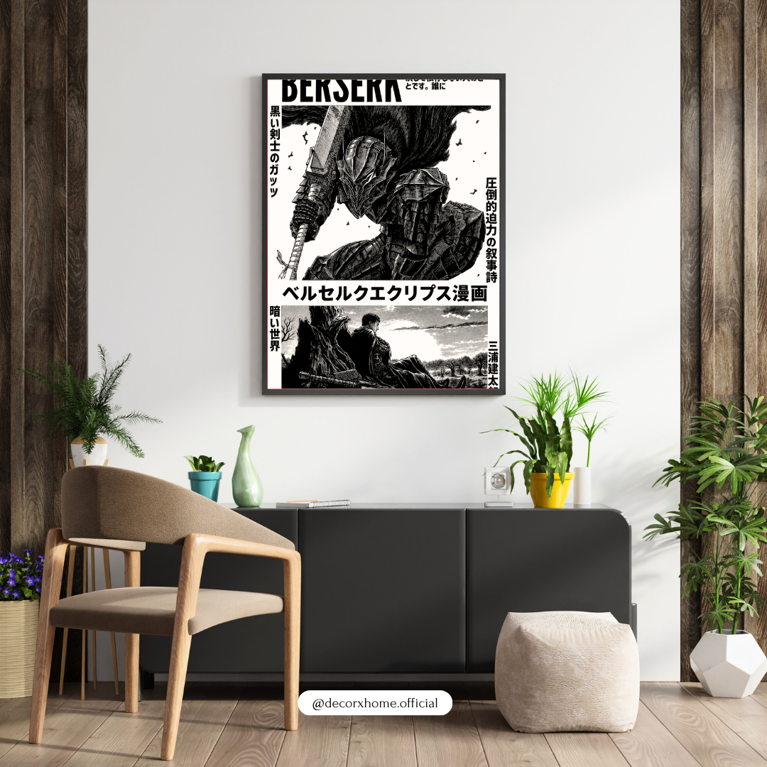 Berserk Black Swordsman Manga Poster | Guts Eclipse Arc Anime Wall Art | Decorxhome