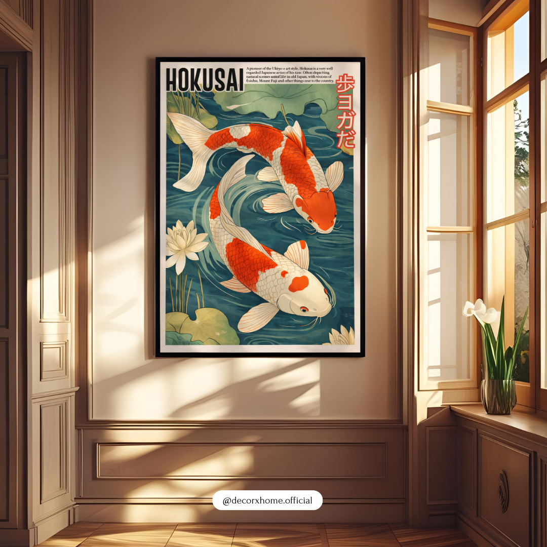 HOKUSA Japanese Koi Fish Poster – Traditional Koi Pond Wall Art | Decorxhome