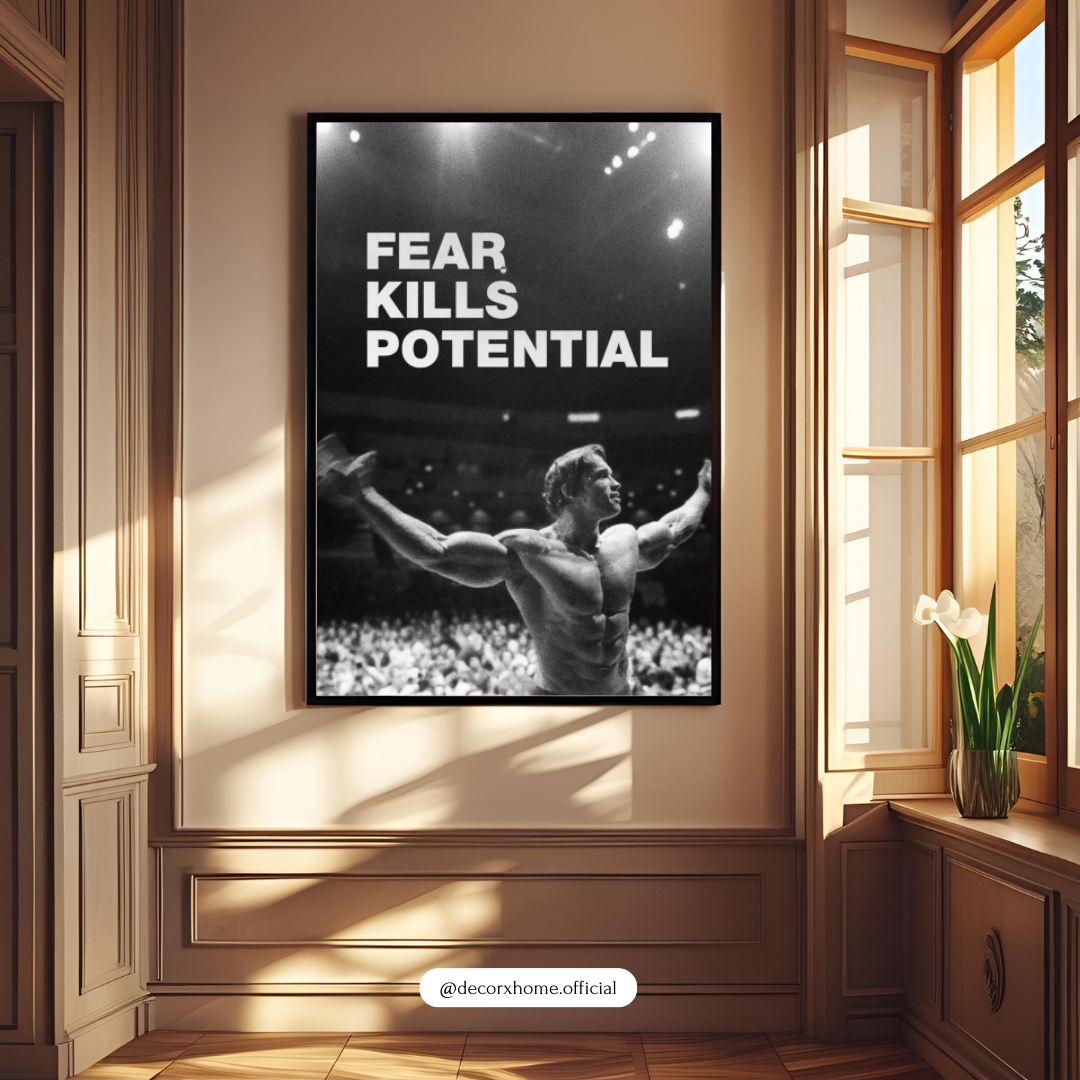 “Fear Kills Potential” Motivational Gym Poster – Strength & Success Wall Art | Decorxhome