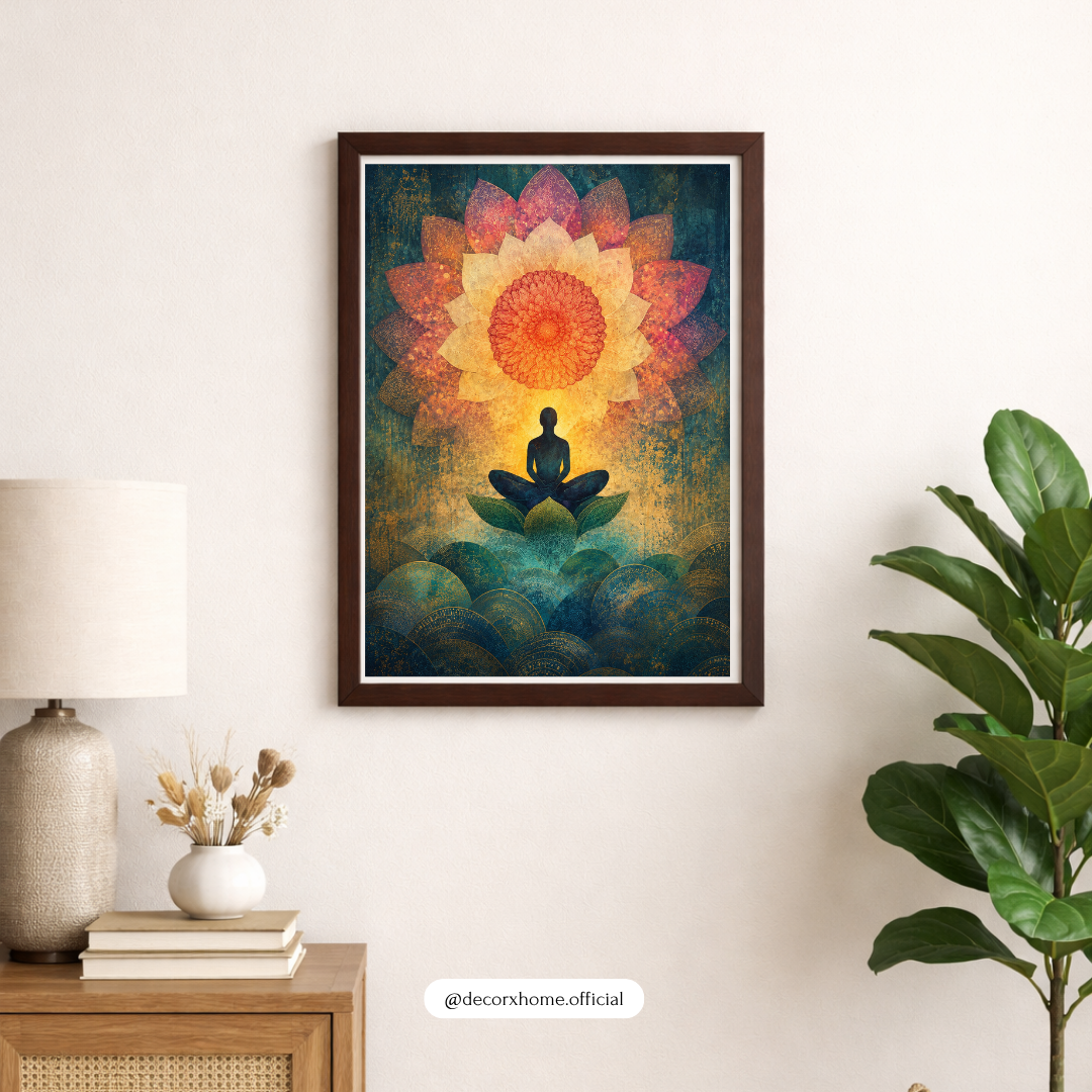 Decorxhome – Lotus Mandala Meditation Wall Art Poster